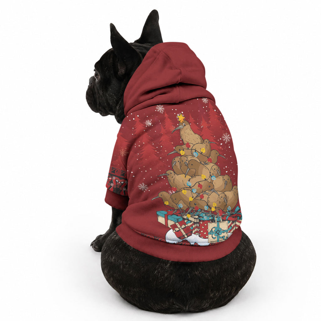 Funny Kiwi Bird Xmas Tree Pet Hoodie New Zealand Tribal Christmas Spirit