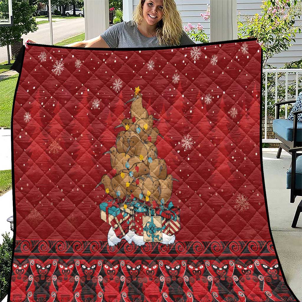 Funny Kiwi Bird Xmas Tree Quilt New Zealand Tribal Christmas Spirit - Aussie Hoodie