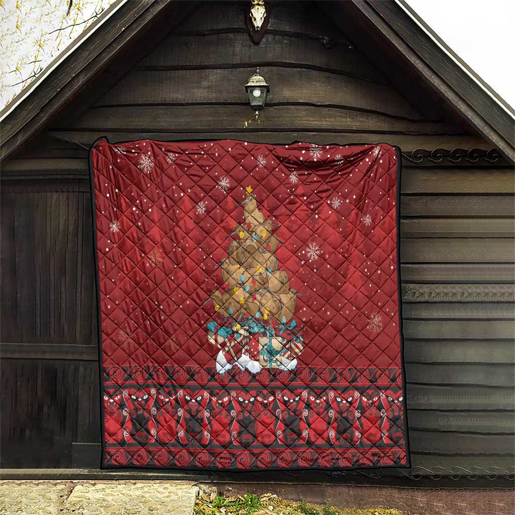 Funny Kiwi Bird Xmas Tree Quilt New Zealand Tribal Christmas Spirit - Aussie Hoodie