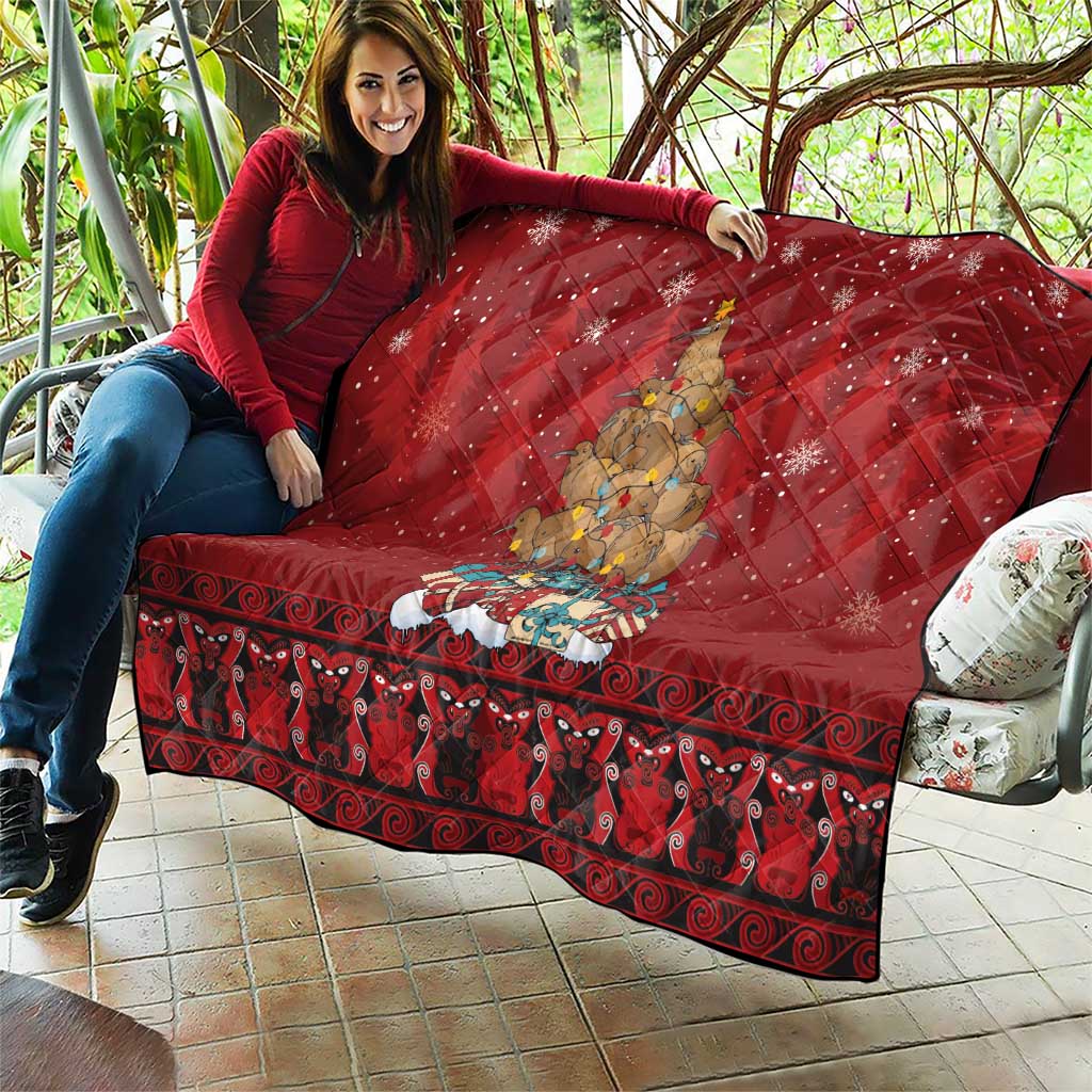Funny Kiwi Bird Xmas Tree Quilt New Zealand Tribal Christmas Spirit - Aussie Hoodie