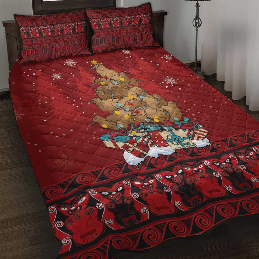 Funny Kiwi Bird Xmas Tree Quilt Bed Set New Zealand Tribal Christmas Spirit - Aussie Hoodie