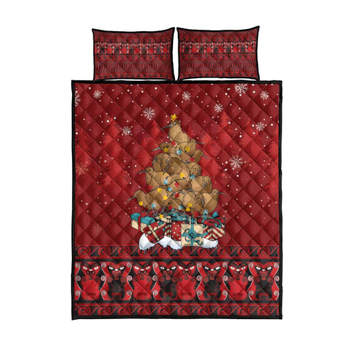 Funny Kiwi Bird Xmas Tree Quilt Bed Set New Zealand Tribal Christmas Spirit - Aussie Hoodie