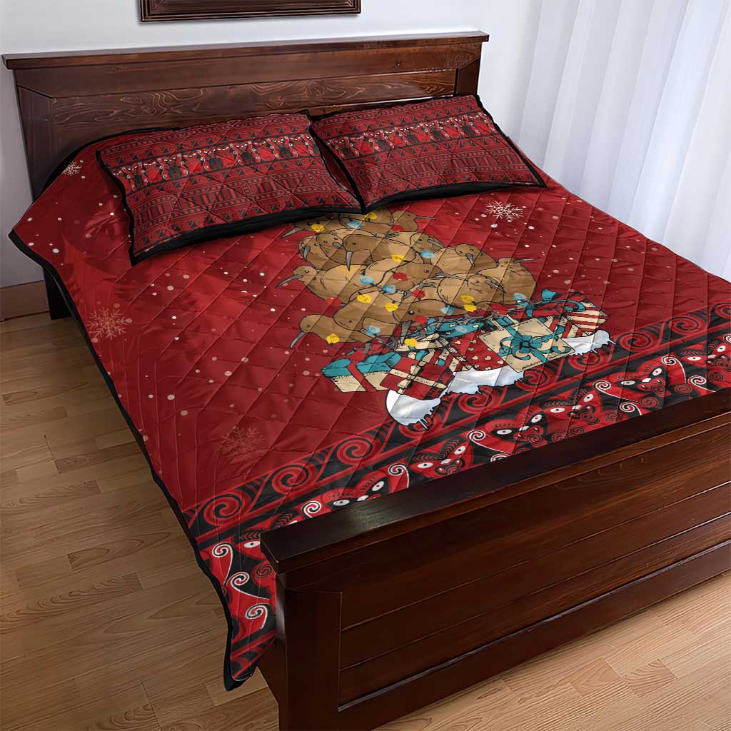 Funny Kiwi Bird Xmas Tree Quilt Bed Set New Zealand Tribal Christmas Spirit - Aussie Hoodie