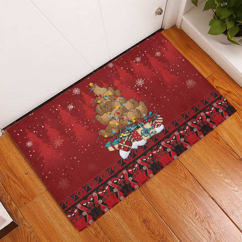Funny Kiwi Bird Xmas Tree Rubber Doormat New Zealand Tribal Christmas Spirit - Aussie Hoodie