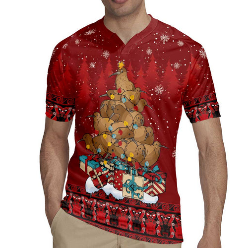 Funny Kiwi Bird Xmas Tree Rugby Jersey New Zealand Tribal Christmas Spirit - Aussie Hoodie