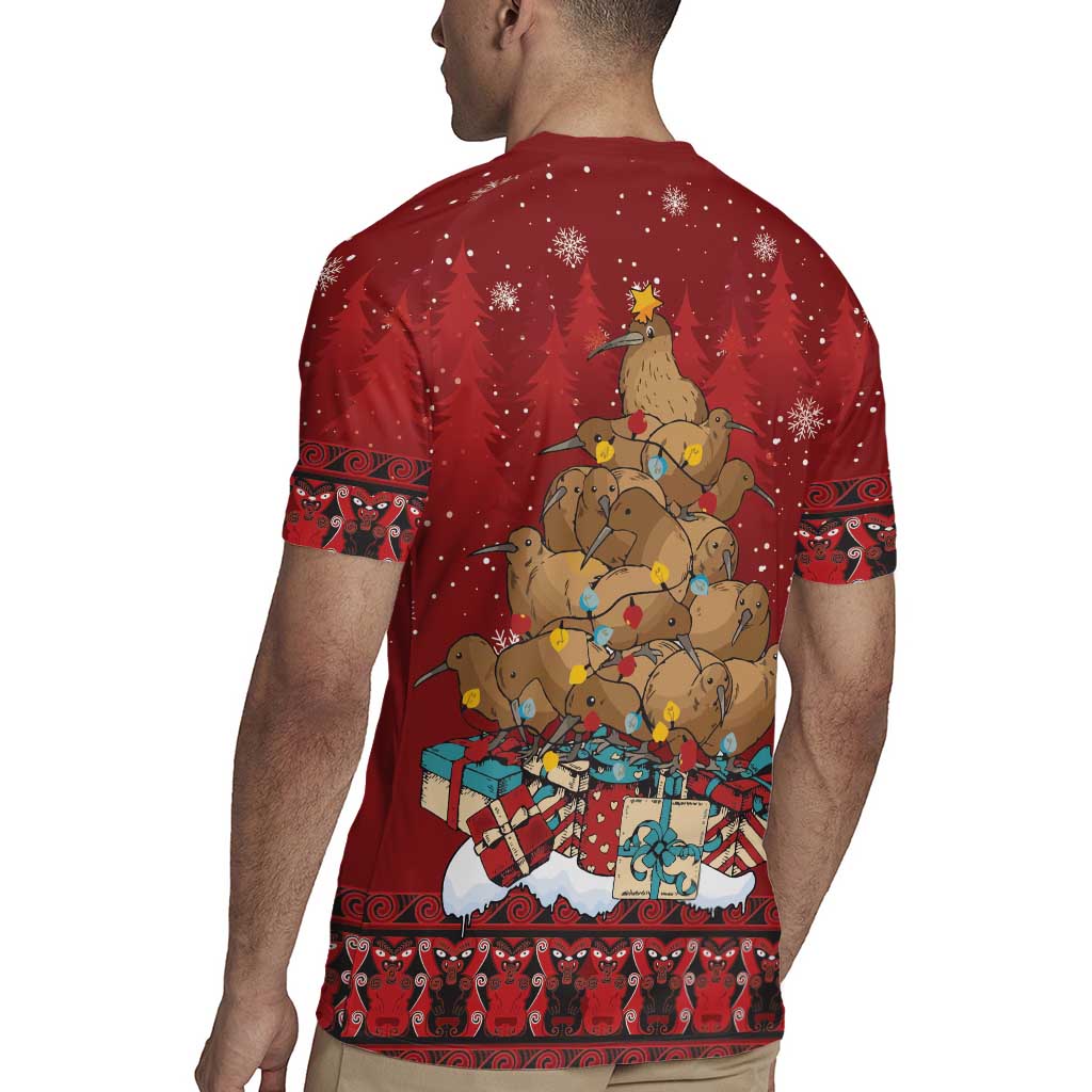 Funny Kiwi Bird Xmas Tree Rugby Jersey New Zealand Tribal Christmas Spirit - Aussie Hoodie