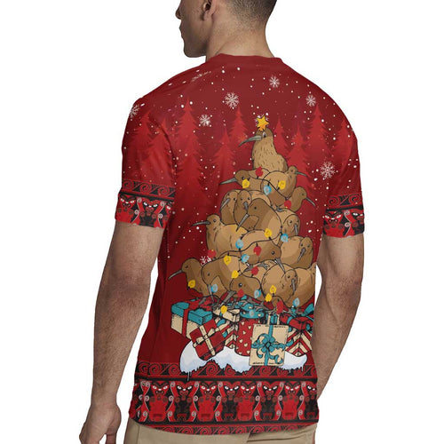 Funny Kiwi Bird Xmas Tree Rugby Jersey New Zealand Tribal Christmas Spirit - Aussie Hoodie