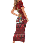 Funny Kiwi Bird Xmas Tree Short Sleeve Bodycon Dress New Zealand Tribal Christmas Spirit - Aussie Hoodie