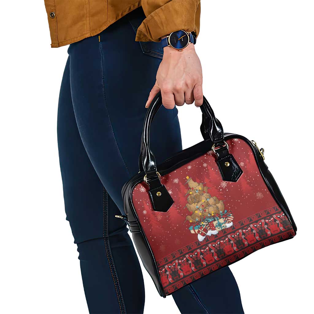 Funny Kiwi Bird Xmas Tree Shoulder Handbag New Zealand Tribal Christmas Spirit - Aussie Hoodie