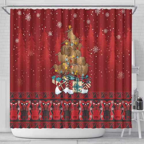 Funny Kiwi Bird Xmas Tree Shower Curtain New Zealand Tribal Christmas Spirit - Aussie Hoodie