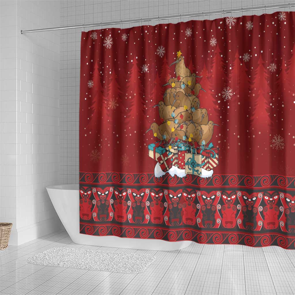 Funny Kiwi Bird Xmas Tree Shower Curtain New Zealand Tribal Christmas Spirit - Aussie Hoodie