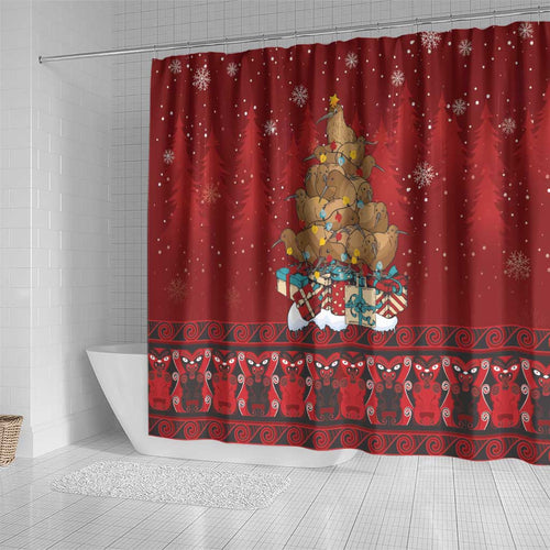 Funny Kiwi Bird Xmas Tree Shower Curtain New Zealand Tribal Christmas Spirit - Aussie Hoodie