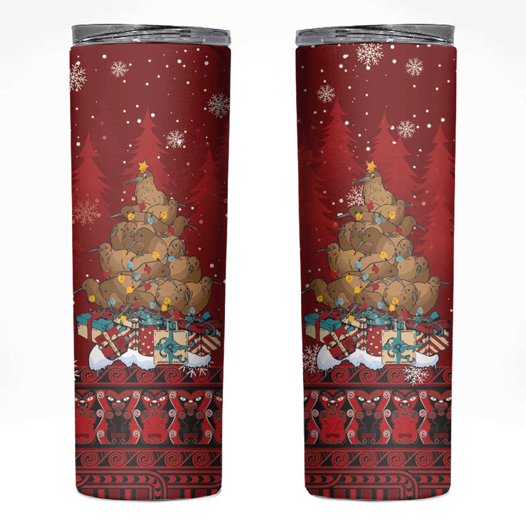 Funny Kiwi Bird Xmas Tree Skinny Tumbler New Zealand Tribal Christmas Spirit - Aussie Hoodie