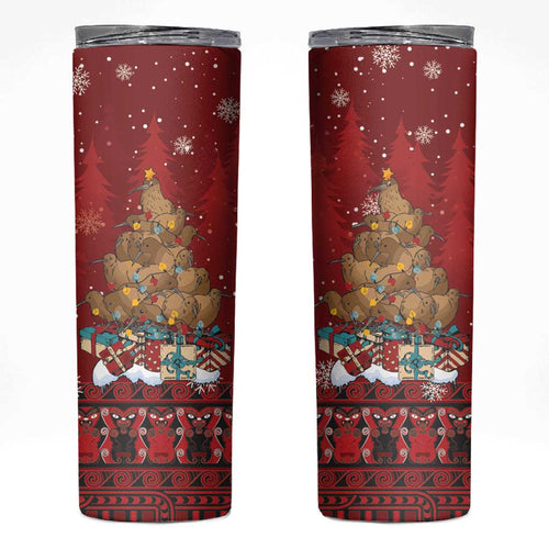 Funny Kiwi Bird Xmas Tree Skinny Tumbler New Zealand Tribal Christmas Spirit - Aussie Hoodie