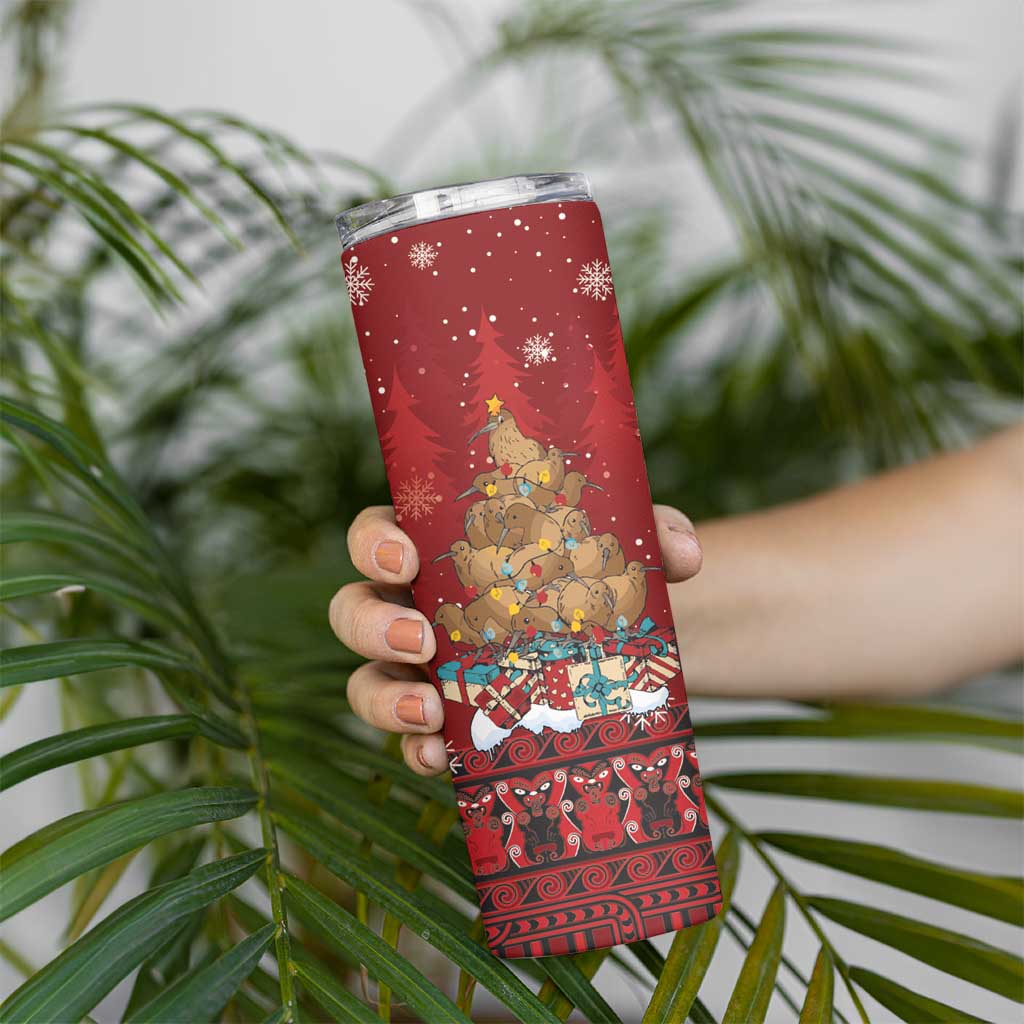 Funny Kiwi Bird Xmas Tree Skinny Tumbler New Zealand Tribal Christmas Spirit - Aussie Hoodie