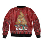 Funny Kiwi Bird Xmas Tree Sleeve Zip Bomber Jacket New Zealand Tribal Christmas Spirit - Aussie Hoodie