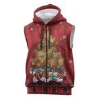 Funny Kiwi Bird Xmas Tree Sleeveless Zip Hoodie New Zealand Tribal Christmas Spirit - Aussie Hoodie
