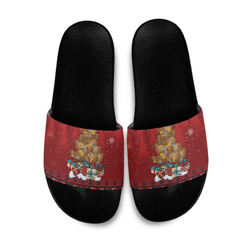 Funny Kiwi Bird Xmas Tree Slide Sandals New Zealand Tribal Christmas Spirit - Aussie Hoodie