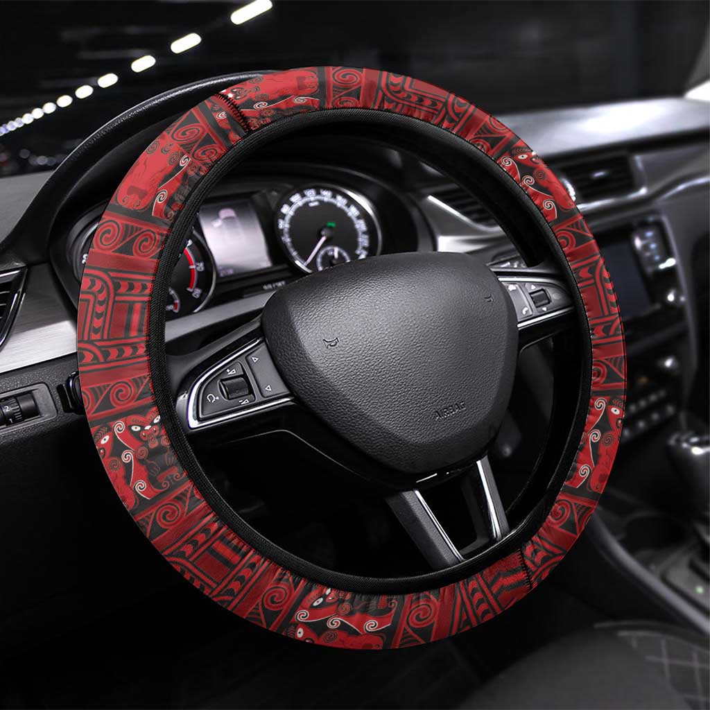 Funny Kiwi Bird Xmas Tree Steering Wheel Cover New Zealand Tribal Christmas Spirit - Aussie Hoodie