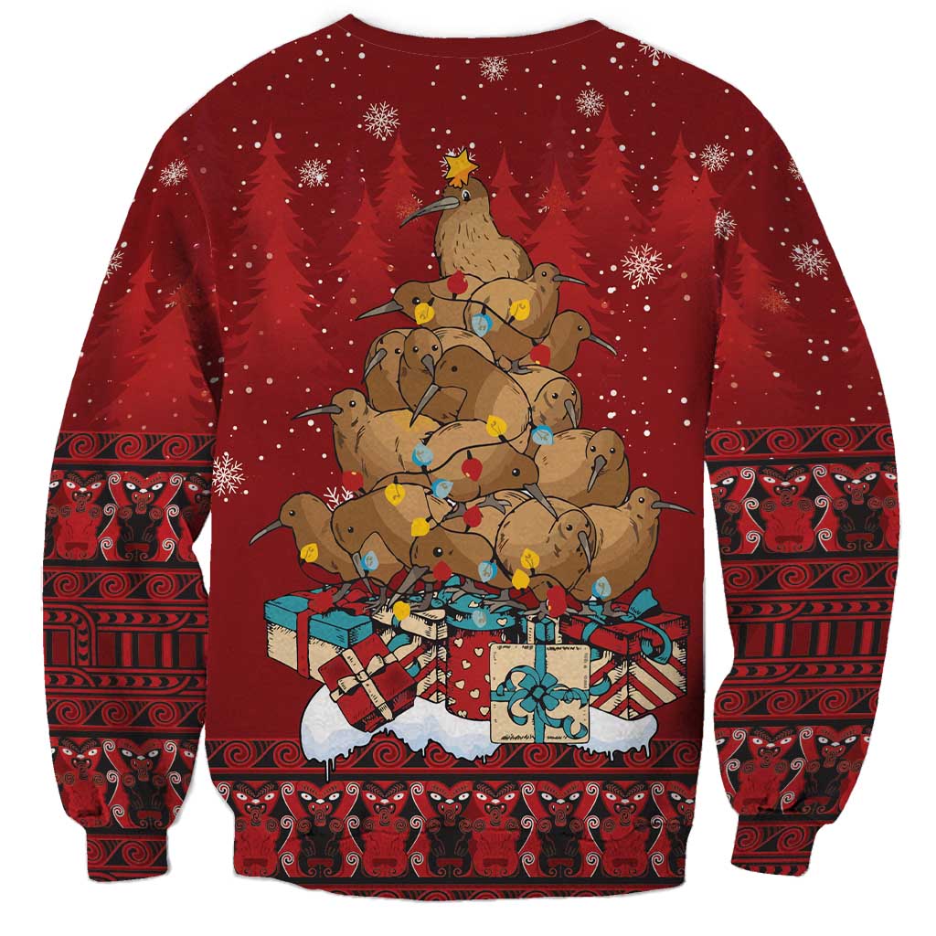 Funny Kiwi Bird Xmas Tree Sweatshirt New Zealand Tribal Christmas Spirit - Aussie Hoodie
