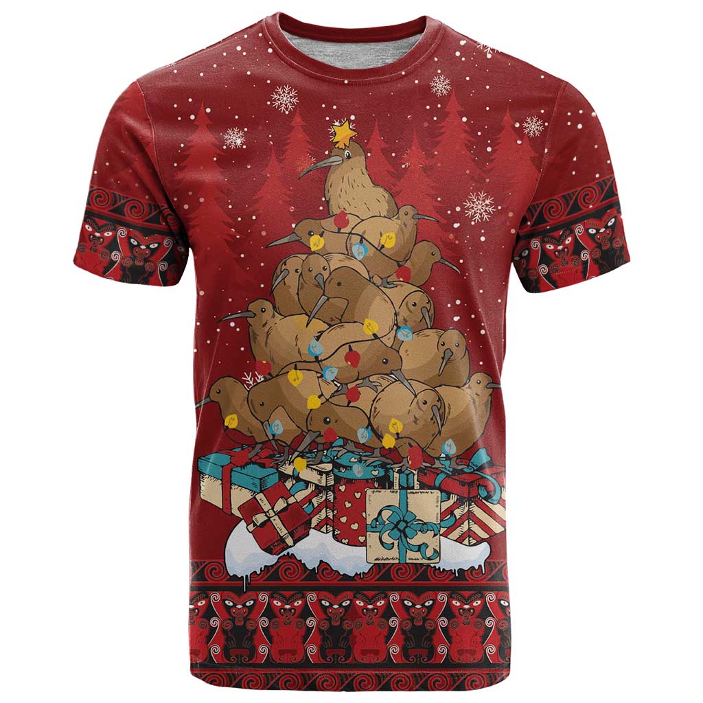 Funny Kiwi Bird Xmas Tree T Shirt New Zealand Tribal Christmas Spirit - Aussie Hoodie