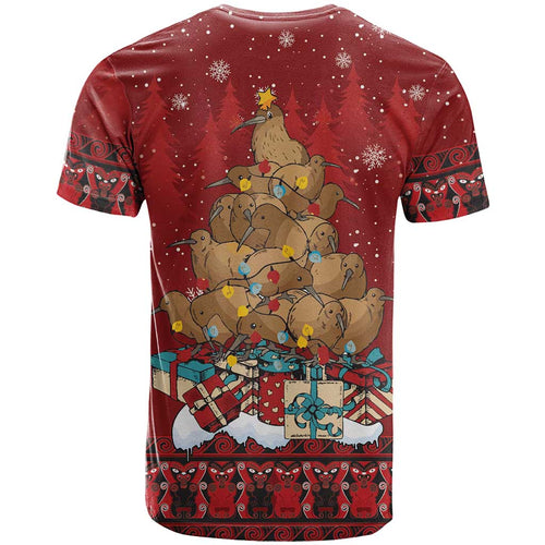 Funny Kiwi Bird Xmas Tree T Shirt New Zealand Tribal Christmas Spirit - Aussie Hoodie