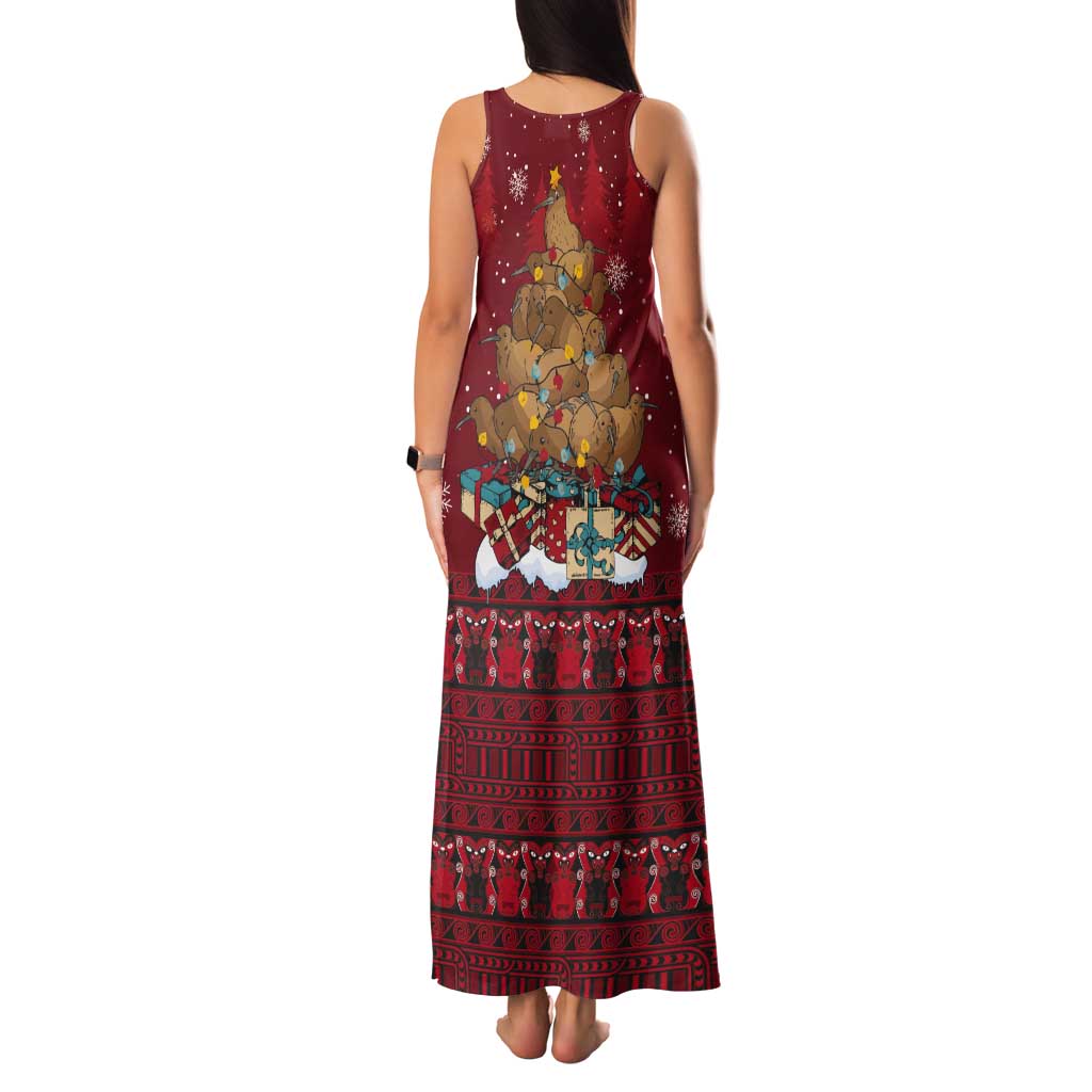 Funny Kiwi Bird Xmas Tree Tank Maxi Dress New Zealand Tribal Christmas Spirit - Aussie Hoodie
