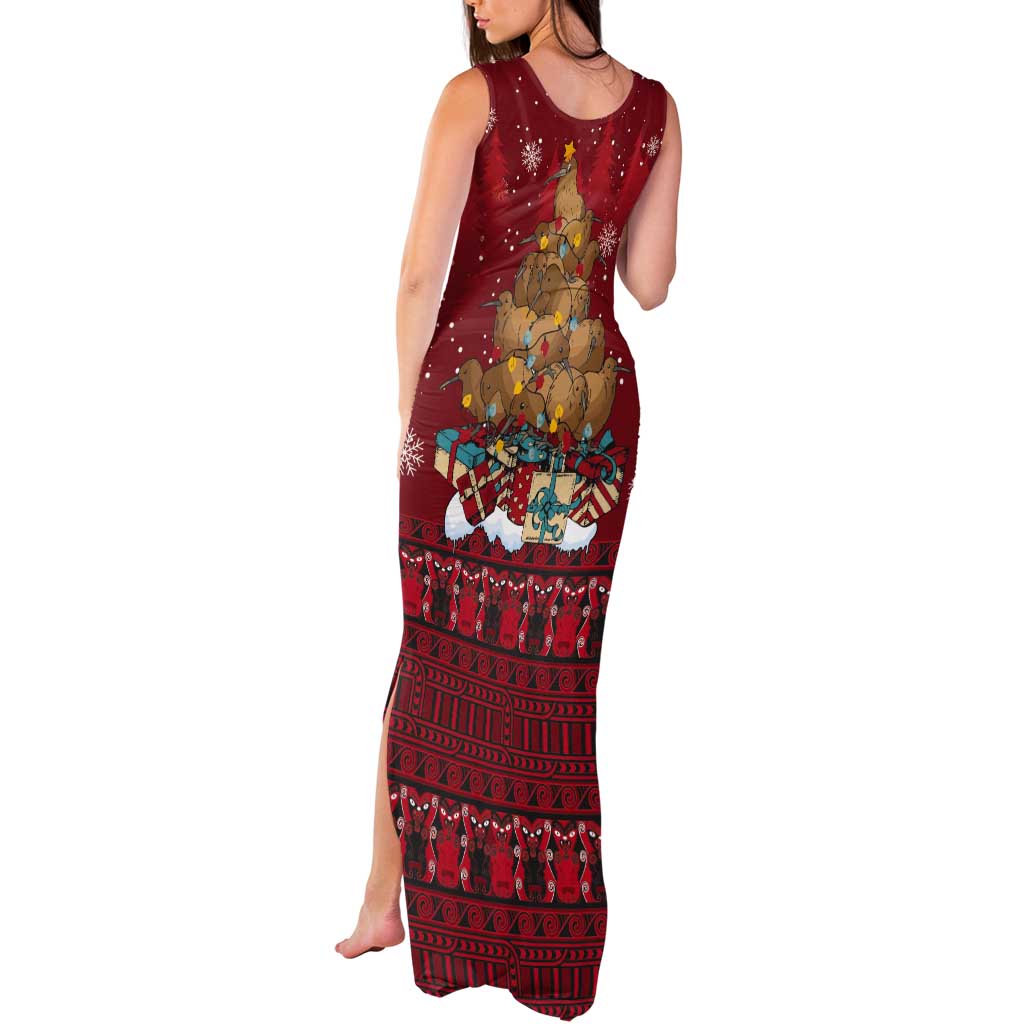 Funny Kiwi Bird Xmas Tree Tank Maxi Dress New Zealand Tribal Christmas Spirit - Aussie Hoodie
