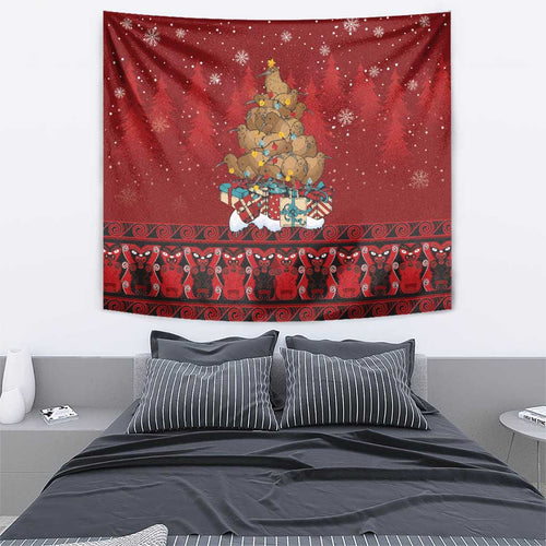 Funny Kiwi Bird Xmas Tree Tapestry New Zealand Tribal Christmas Spirit - Aussie Hoodie