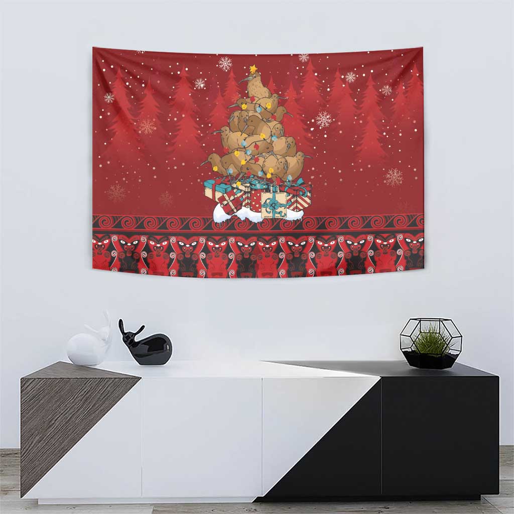Funny Kiwi Bird Xmas Tree Tapestry New Zealand Tribal Christmas Spirit - Aussie Hoodie