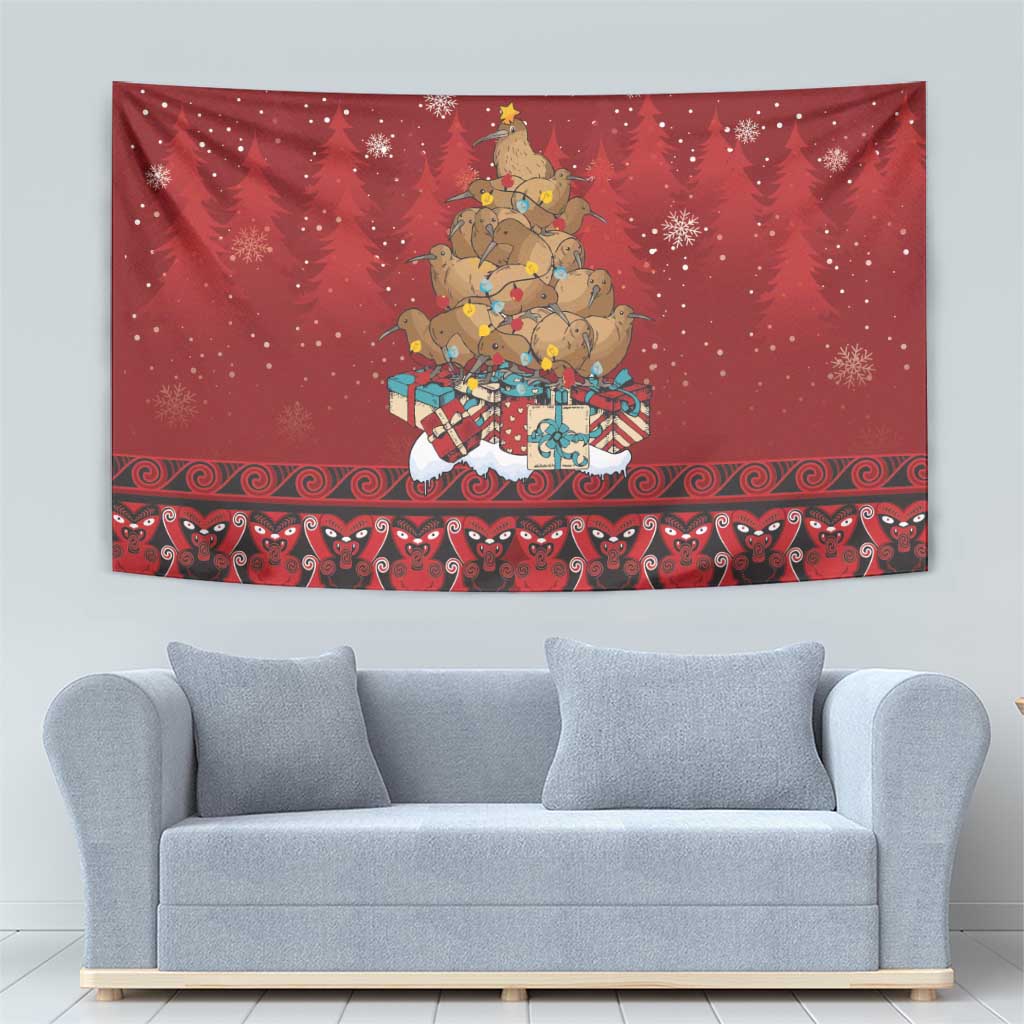 Funny Kiwi Bird Xmas Tree Tapestry New Zealand Tribal Christmas Spirit - Aussie Hoodie