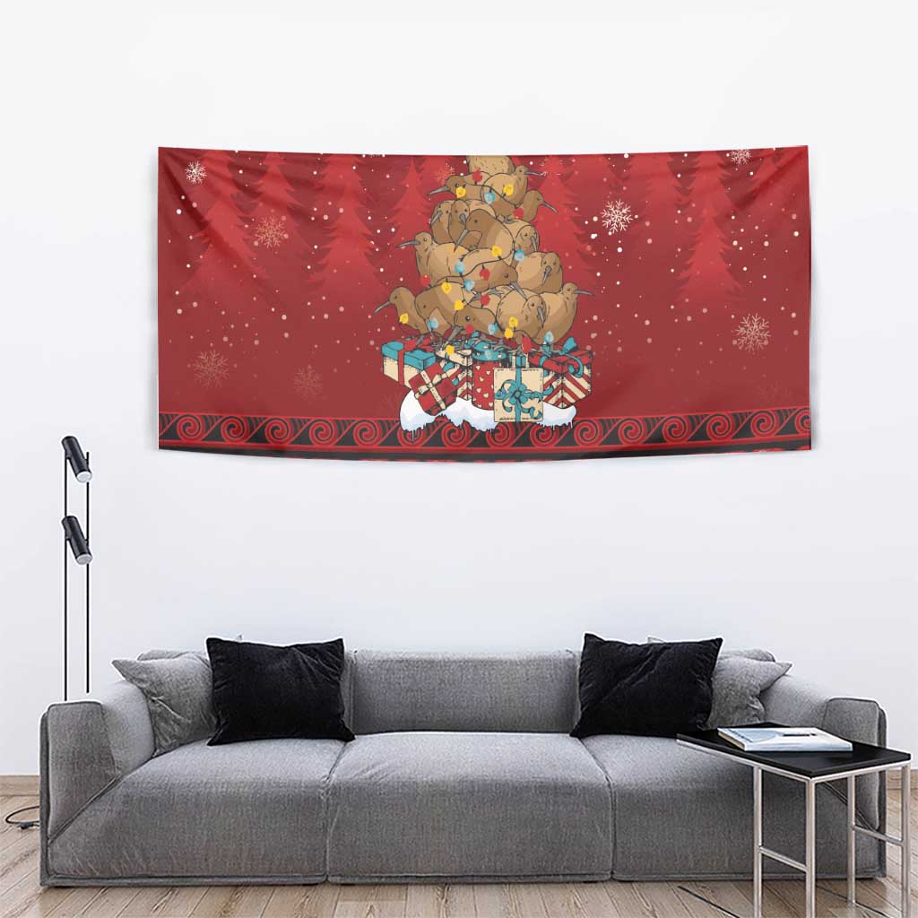 Funny Kiwi Bird Xmas Tree Tapestry New Zealand Tribal Christmas Spirit - Aussie Hoodie