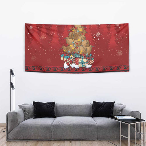 Funny Kiwi Bird Xmas Tree Tapestry New Zealand Tribal Christmas Spirit - Aussie Hoodie