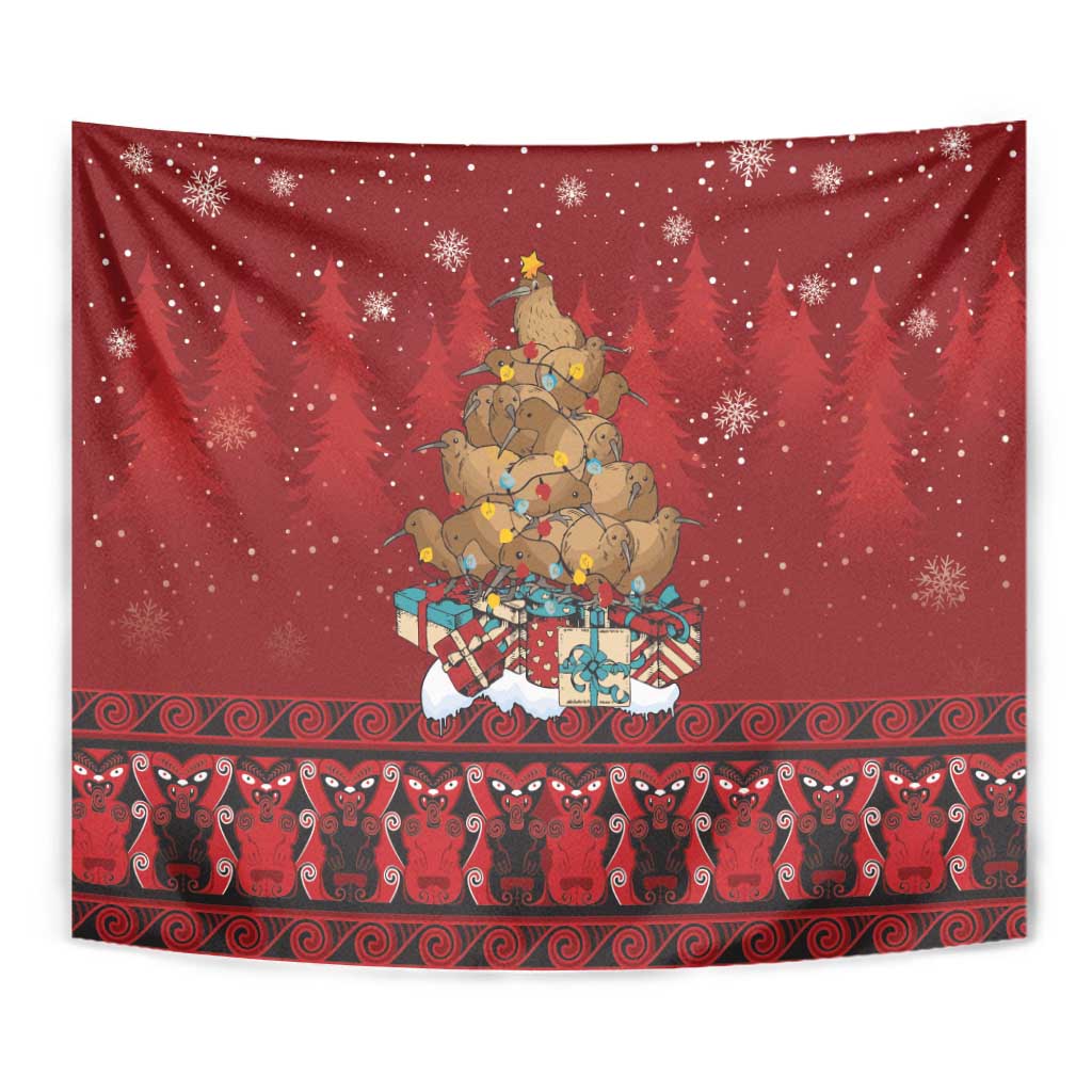 Funny Kiwi Bird Xmas Tree Tapestry New Zealand Tribal Christmas Spirit - Aussie Hoodie