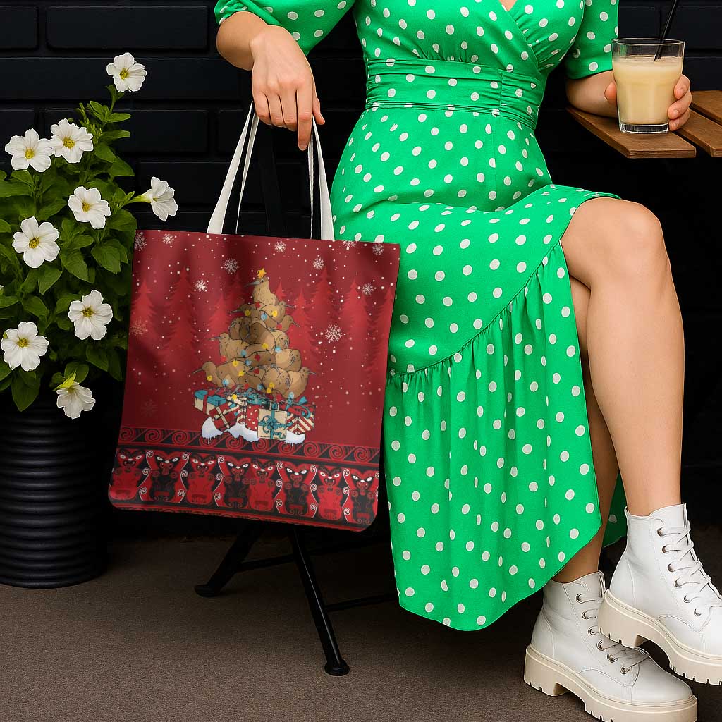 Funny Kiwi Bird Xmas Tree Tote Bag New Zealand Tribal Christmas Spirit - Aussie Hoodie