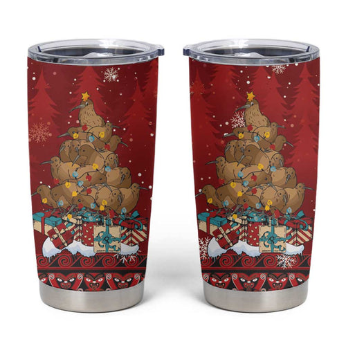 Funny Kiwi Bird Xmas Tree Tumbler Cup New Zealand Tribal Christmas Spirit - Aussie Hoodie