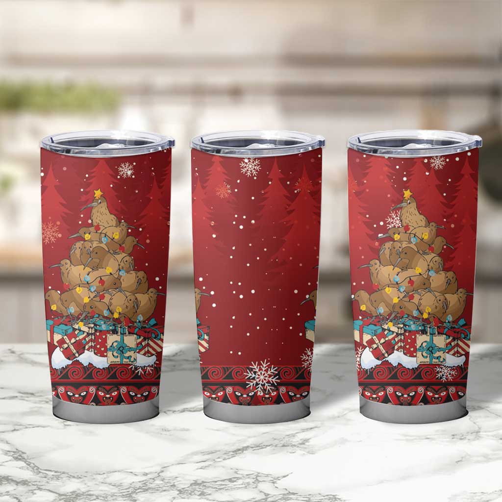 Funny Kiwi Bird Xmas Tree Tumbler Cup New Zealand Tribal Christmas Spirit - Aussie Hoodie