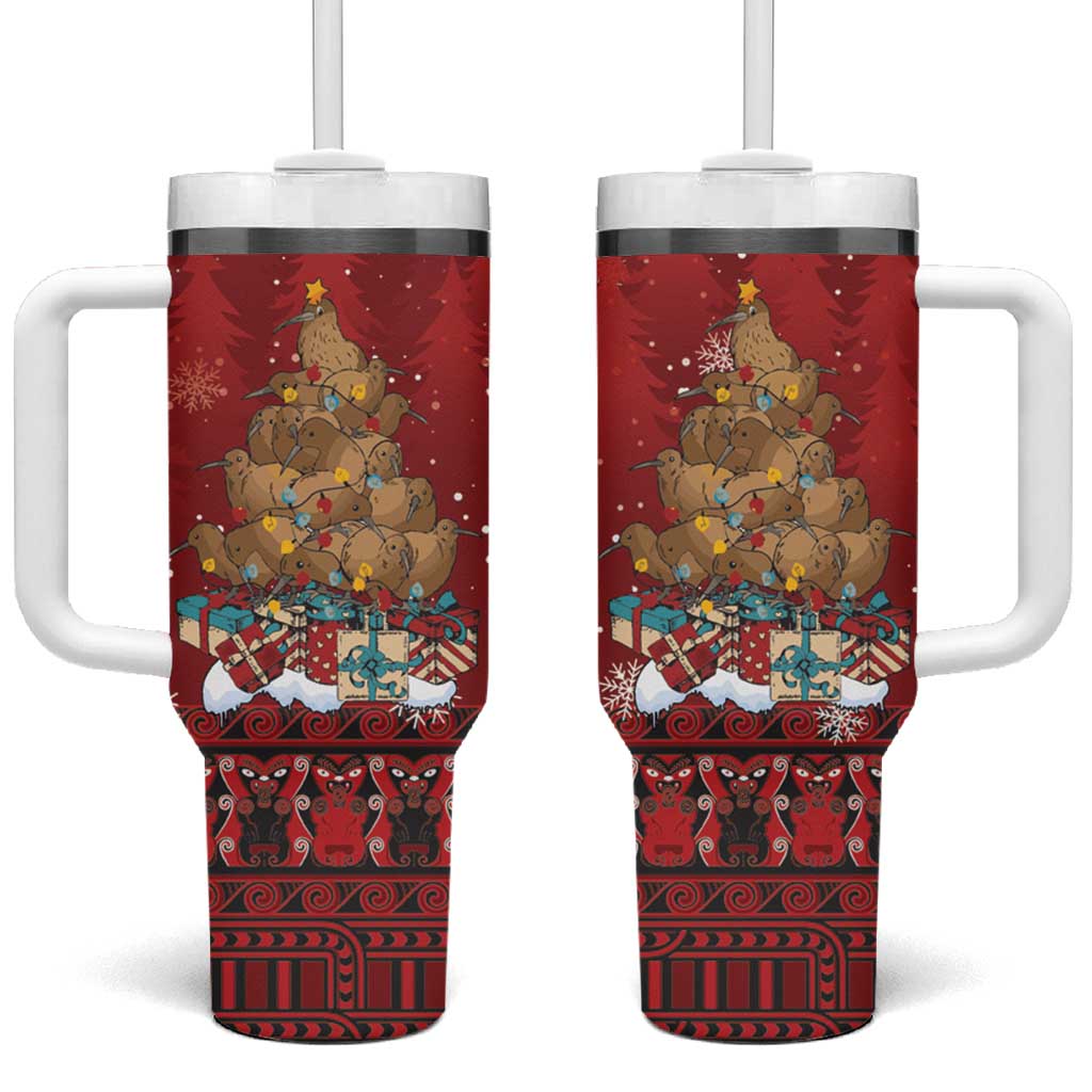 Funny Kiwi Bird Xmas Tree Tumbler With Handle New Zealand Tribal Christmas Spirit - Aussie Hoodie