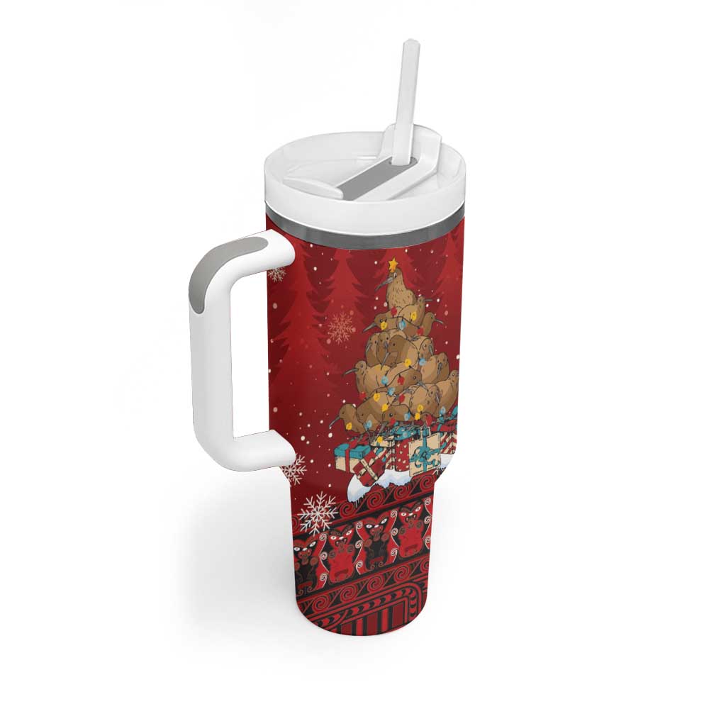Funny Kiwi Bird Xmas Tree Tumbler With Handle New Zealand Tribal Christmas Spirit - Aussie Hoodie