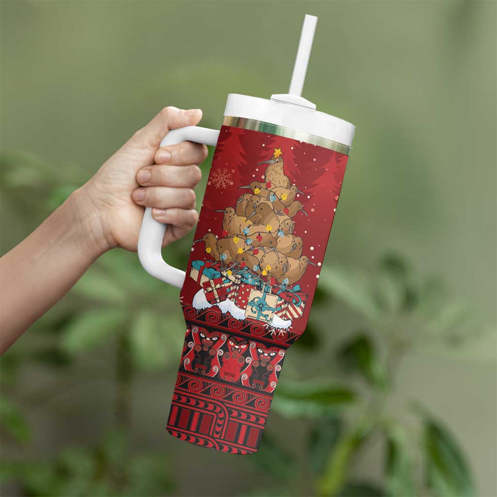 Funny Kiwi Bird Xmas Tree Tumbler With Handle New Zealand Tribal Christmas Spirit - Aussie Hoodie
