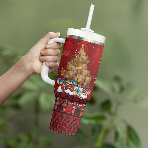 Funny Kiwi Bird Xmas Tree Tumbler With Handle New Zealand Tribal Christmas Spirit - Aussie Hoodie