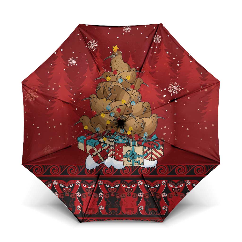 Funny Kiwi Bird Xmas Tree Umbrella New Zealand Tribal Christmas Spirit - Aussie Hoodie