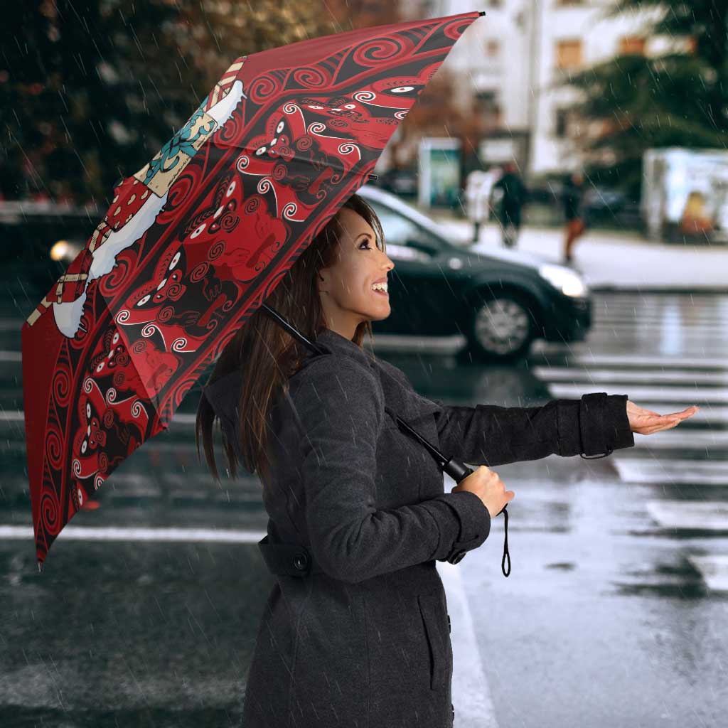 Funny Kiwi Bird Xmas Tree Umbrella New Zealand Tribal Christmas Spirit - Aussie Hoodie