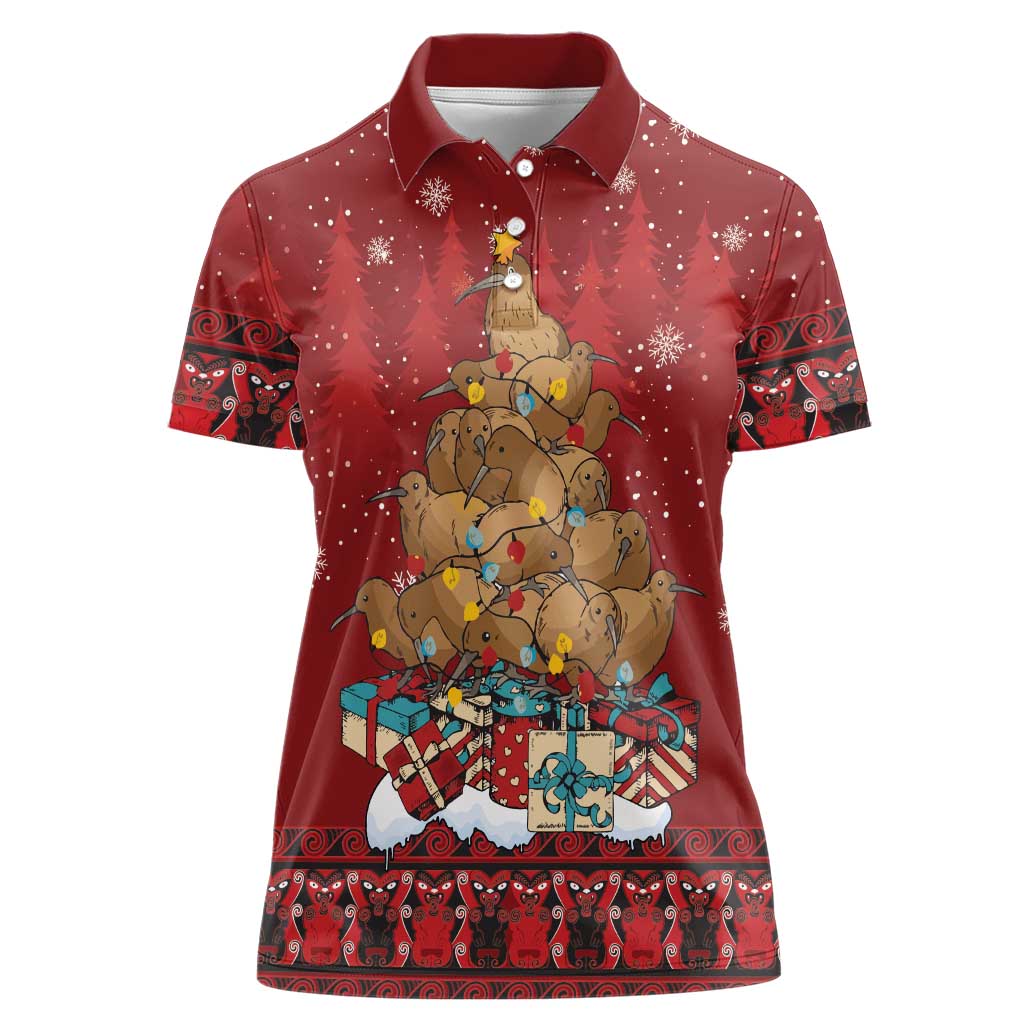Funny Kiwi Bird Xmas Tree Women Polo Shirt New Zealand Tribal Christmas Spirit - Aussie Hoodie