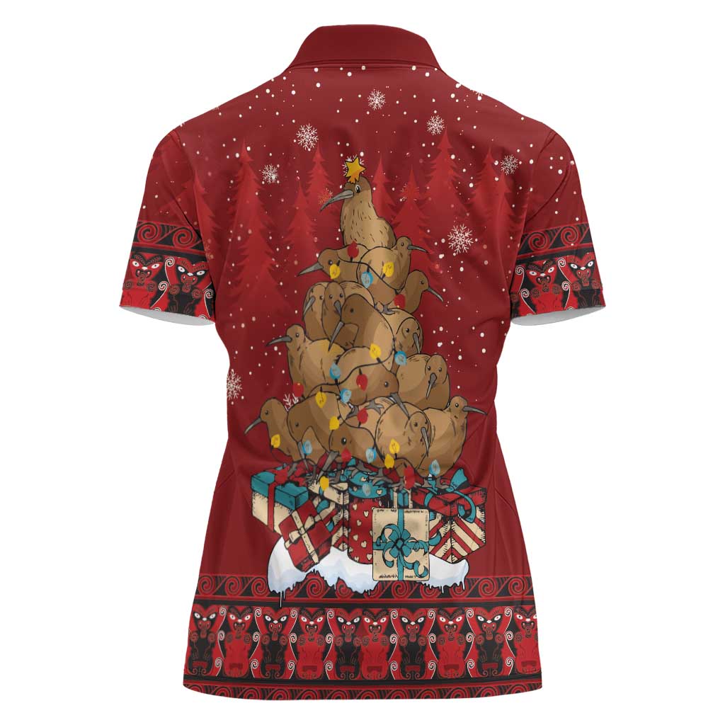 Funny Kiwi Bird Xmas Tree Women Polo Shirt New Zealand Tribal Christmas Spirit - Aussie Hoodie