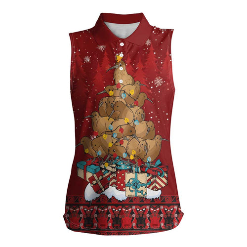 Funny Kiwi Bird Xmas Tree Women Sleeveless Polo Shirt New Zealand Tribal Christmas Spirit - Aussie Hoodie