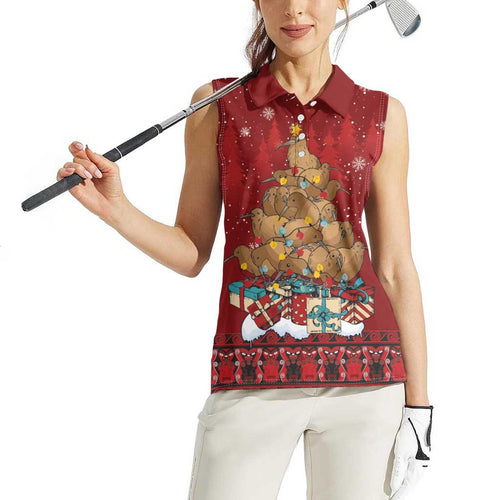 Funny Kiwi Bird Xmas Tree Women Sleeveless Polo Shirt New Zealand Tribal Christmas Spirit - Aussie Hoodie