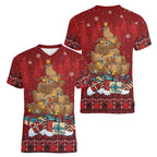 Funny Kiwi Bird Xmas Tree Women V-Neck T-Shirt New Zealand Tribal Christmas Spirit - Aussie Hoodie
