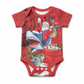 Funny Santa Riding Shark Baby Onesie Polynesian Tribal Christmas Spirit