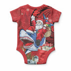 Funny Santa Riding Shark Baby Onesie Polynesian Tribal Christmas Spirit